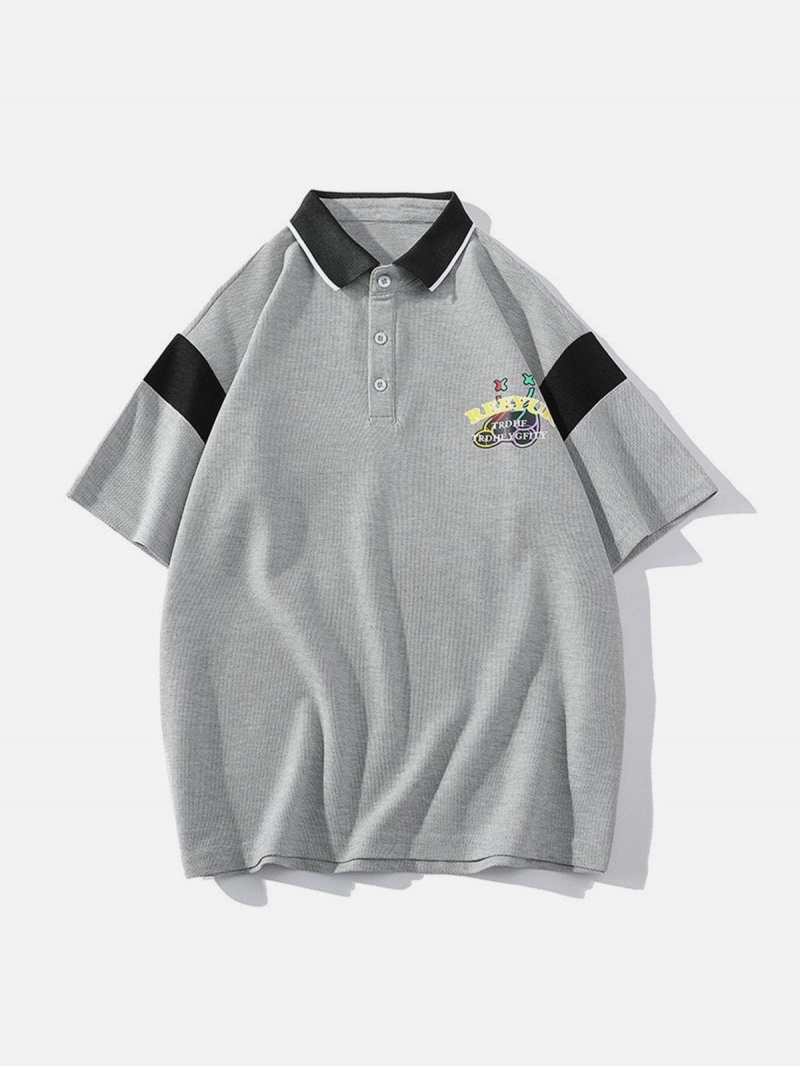 Blanche  T Shirts Aelfric Eden Teddy Bear Print Patchwork Polo Tee - UVB-7105450